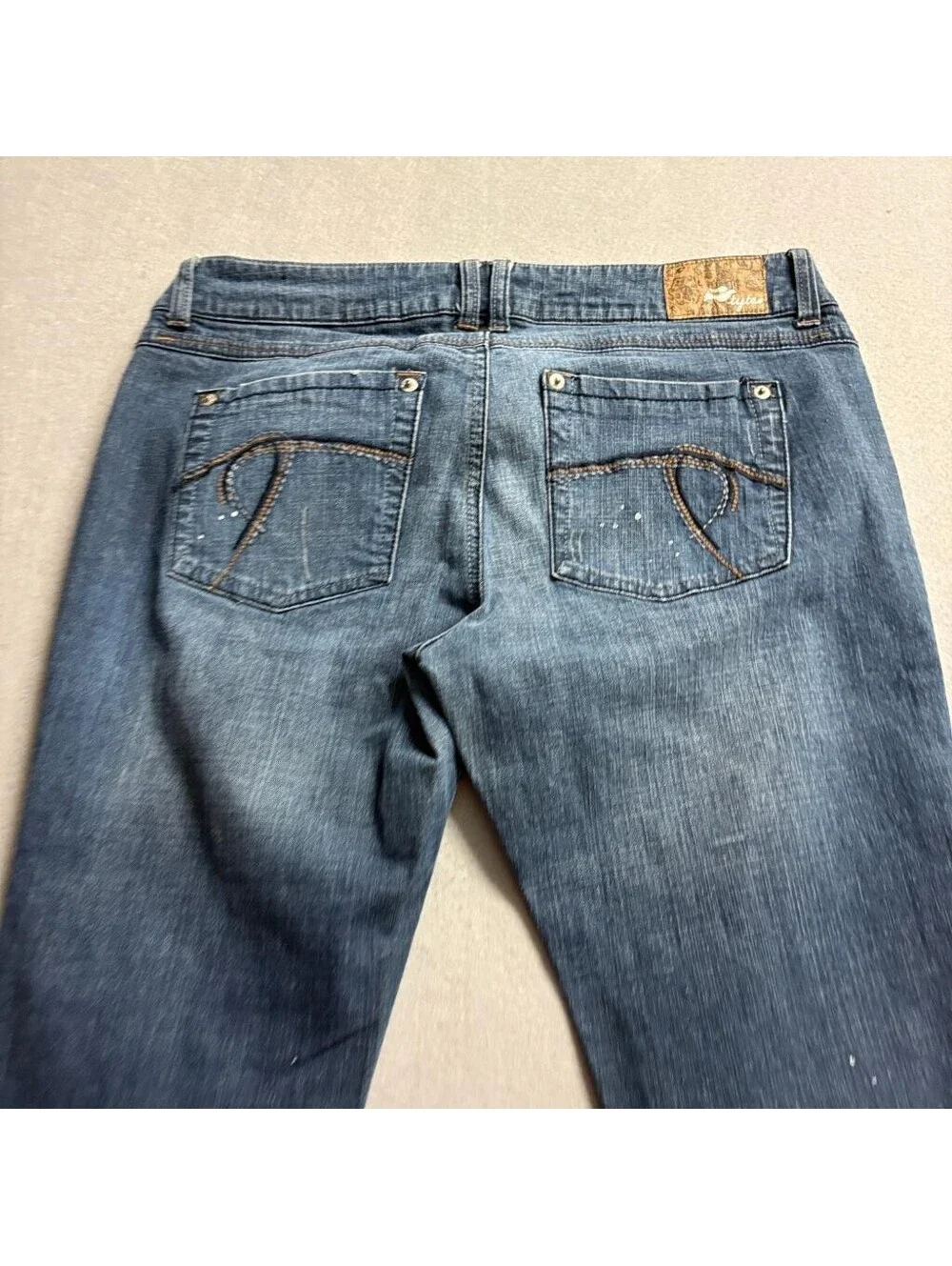Tyteo Distressed Jeans Womens 13 Blue Denim Paint Splatter Low Rise Stretch
